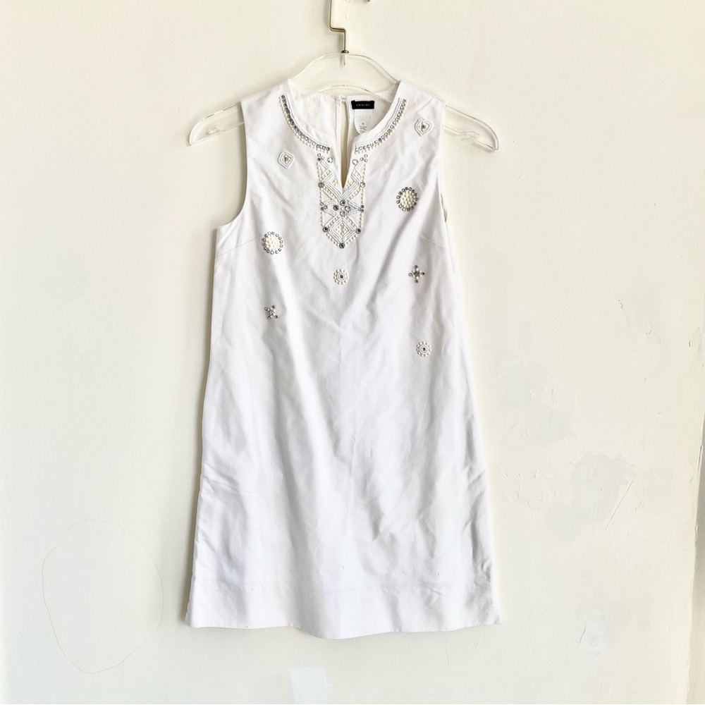 Crewcuts J.Crew Beaded Jeweled Sleeveless Off White Formal Cotton Girls Dress 12